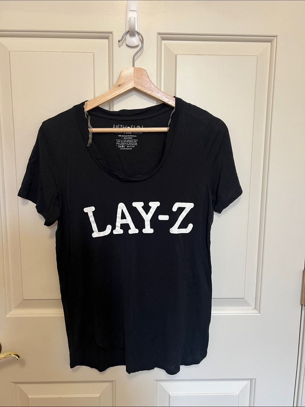 Fifth Sun Black Tee with White "LAY-Z" Graphic